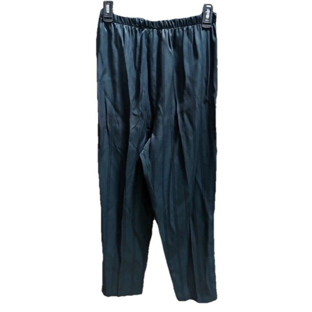 Vintage 80/90s DE Frantoria Pants Women M S Teal Acetate Rayon Elastic Waist USA